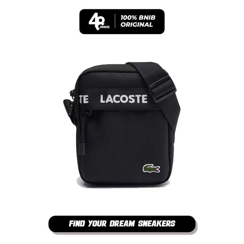 Tas Selempang Unisex Lacoste Neocroc Shoulder Bag Black (LACNU4686NZN37)  Original