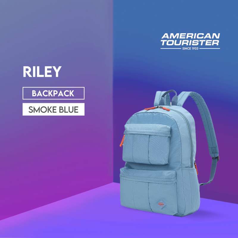 Promo American Tourister Riley Backpack 02 R Smoke Blue Diskon