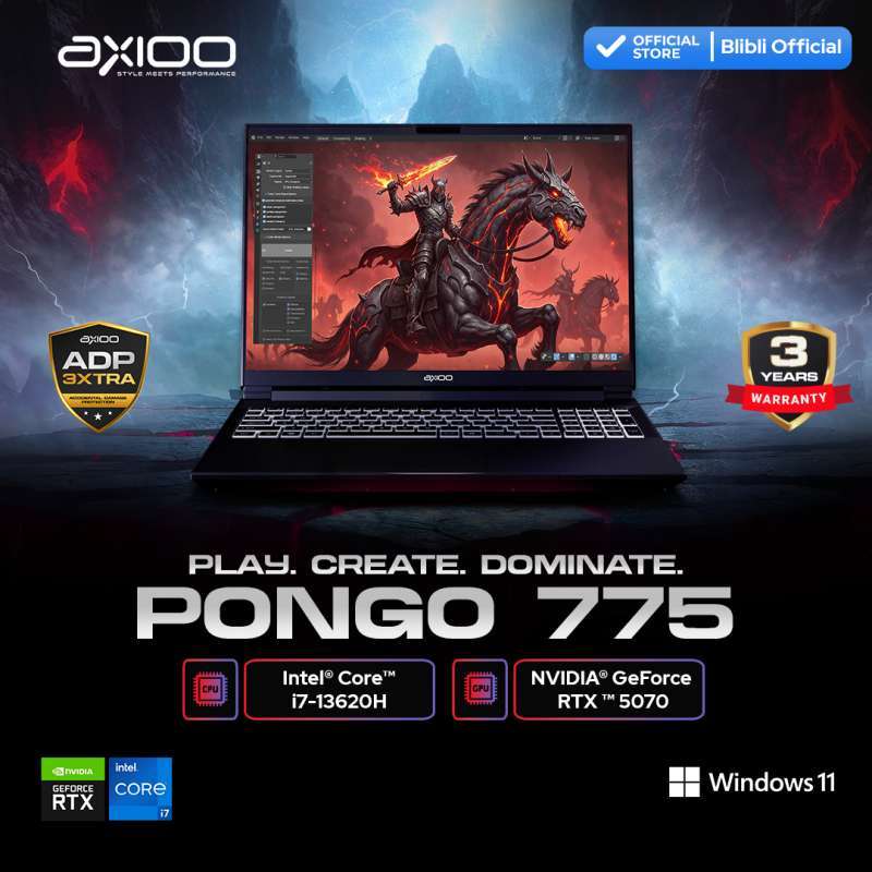 AXIOO Pongo 775: Laptop Kerja dengan Intel i7-13620H dan RTX 5070, Layar QHD+ 16 Inci, untuk Gamer yang Butuh Performa Top dan Garansi 3 Tahun