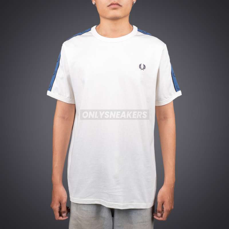 FRED PERRY RINGER TAPED NAVY ECRU TEE