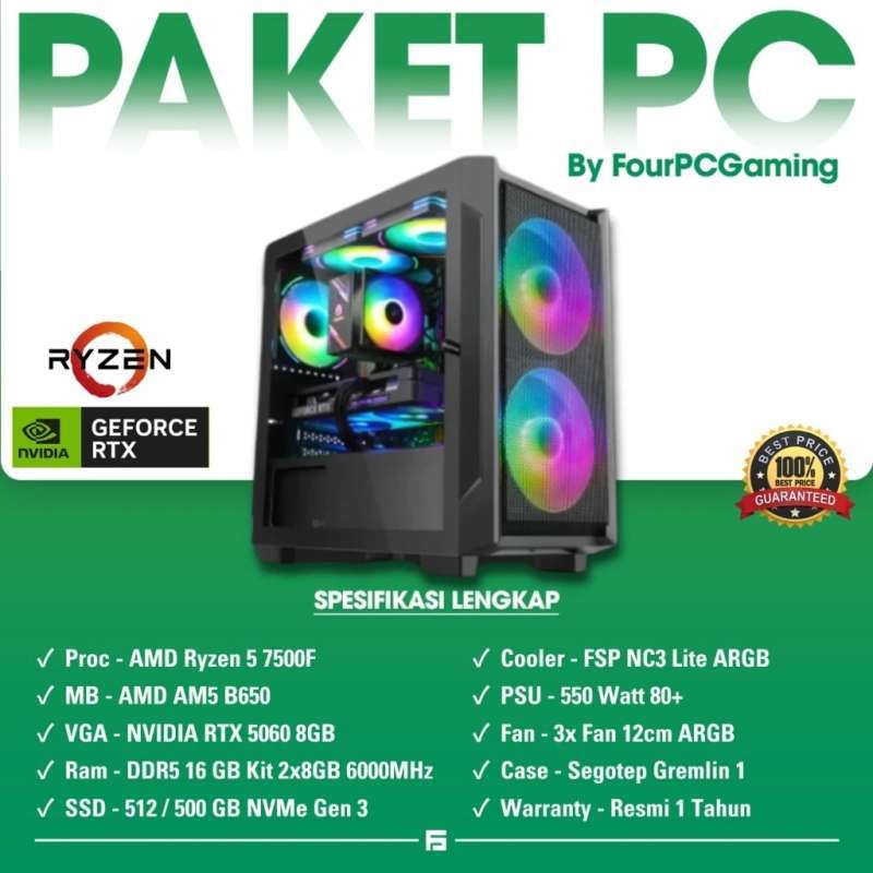 Jual Fsgaming Pc Komputer Gaming Amd Ryzen 7500f B650m Ddr5