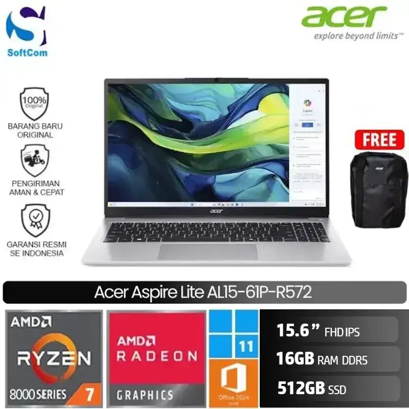 Jual Acer Aspire Lite 15 Ai Al15 61p R572 R7 8840hs/16gb/512gb Ssd/15.6 ...