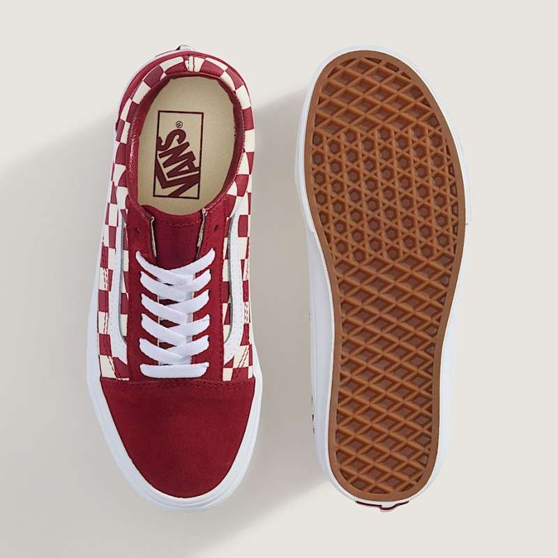 Sepatu Red White Vans Shoes Sepatu Vans Kids Checkerboard Old