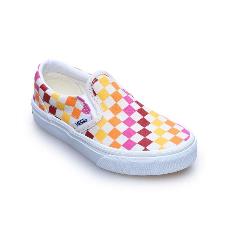 Vans Kids Classic Slip-On Retro Rainbow Checkerboard (VN000D0JCKK)