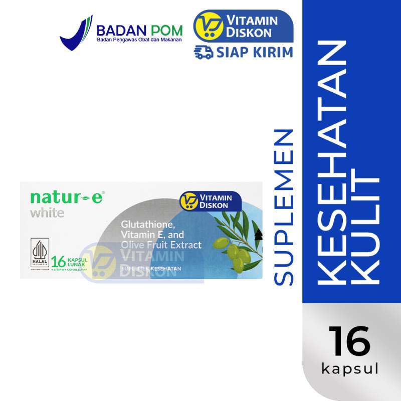NATUR-E WHITE GLUTATHIONE VITAMIN E AND OLIVE FRUIT EXTRA | Suplemen Kulit Sehat, Cerah, Antioksidan, Melembapkan NATUR-E WHITE GLUTATHIONE VITAMIN E AND OLIVE FRUIT EXTRA | Suplemen Kulit Sehat, Cerah, Antioksidan, Melembapkan