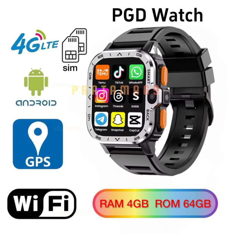 Promo Smartwatch 4g Phone Simcard Android Dual Camera Wifi GPS