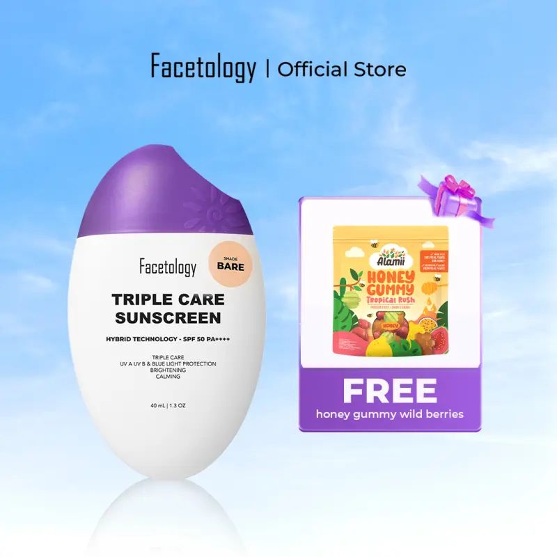 Promo [free Honey Gummy] Facetology Triple Care Sunscreen Tinted Spf 50 ...