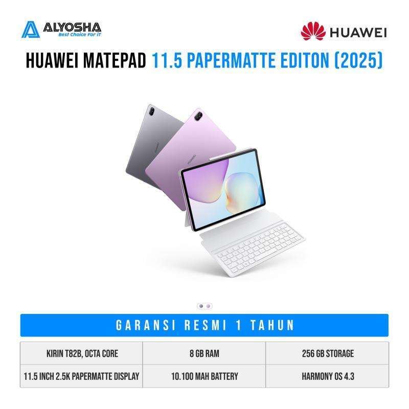 HUAWEI MatePad 11.5-Inch 2025 dengan Layar PaperMatte 120Hz dan OS Harmony 4.3, 256GB Memori, untuk Pengalaman Seperti PC dan Komunitas Kreatif