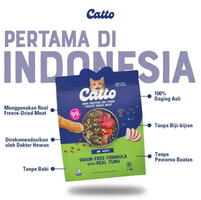 Promo Catto Premium Dry Food - Adult Tuna 400gr | Natural Healthy Dry ...