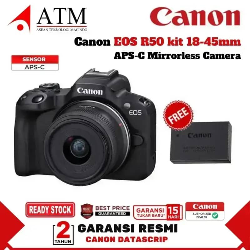 Canon EOS R50 Kit RF-S 18-45MM STM Kamera Mirrorless Garansi Resmi
