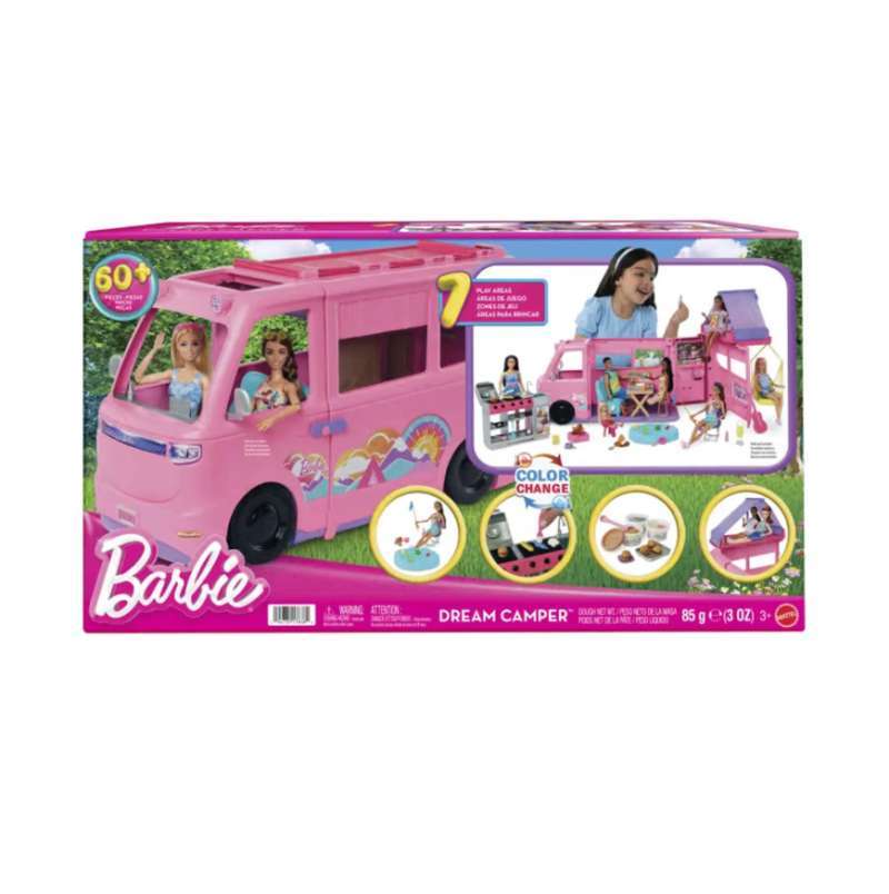 Barbie Dream Camper Playset With Roof Tent BBQ Grill With Color-Change  Feature 60+ Accessories HRJ78
