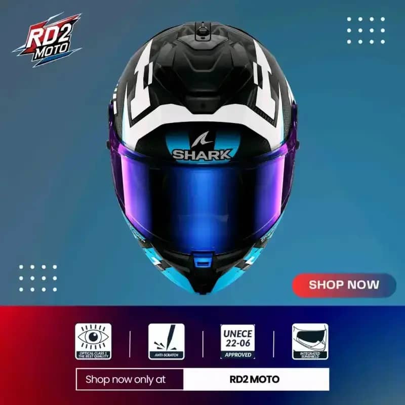 Helm SHARK SPARTAN GT PRO CARBON REPLICA ZARCO TRACK RACER Carbon White Blue