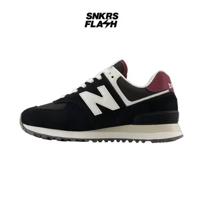Sepatu Sneakers Wanita NEW BALANCE 574 BLACK WHITE BURGUNDY WL574WBE
