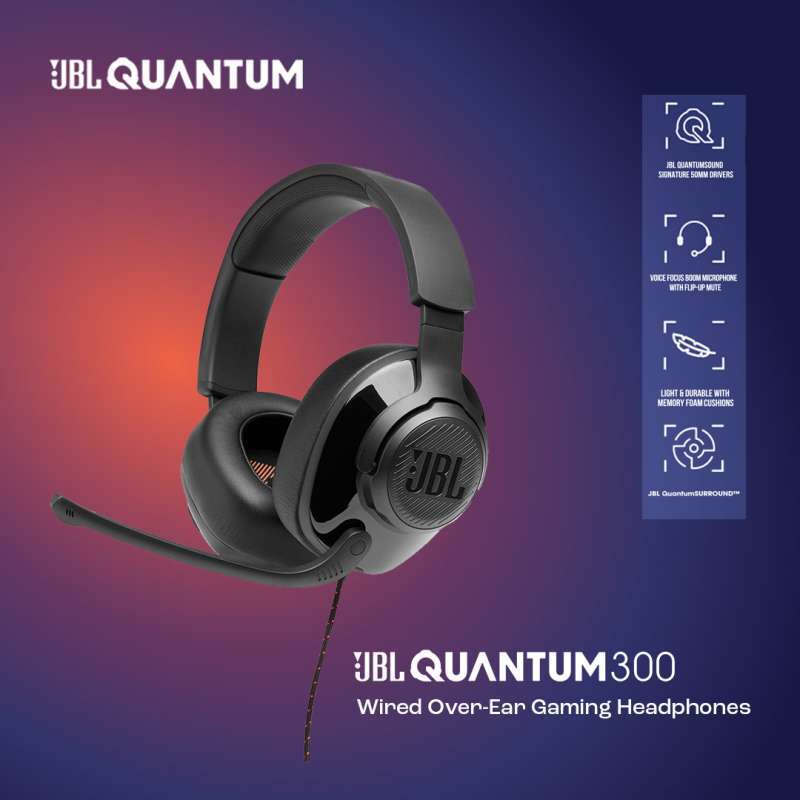 Promo JBL Quantum 300 Wired OverEar Gaming Headphones with JBL