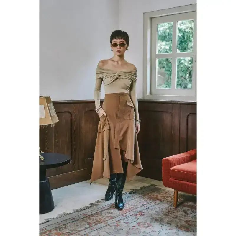 Jual Anain - Amara Asymmetric Skirt Biscoff Di Seller Anain Flagship ...