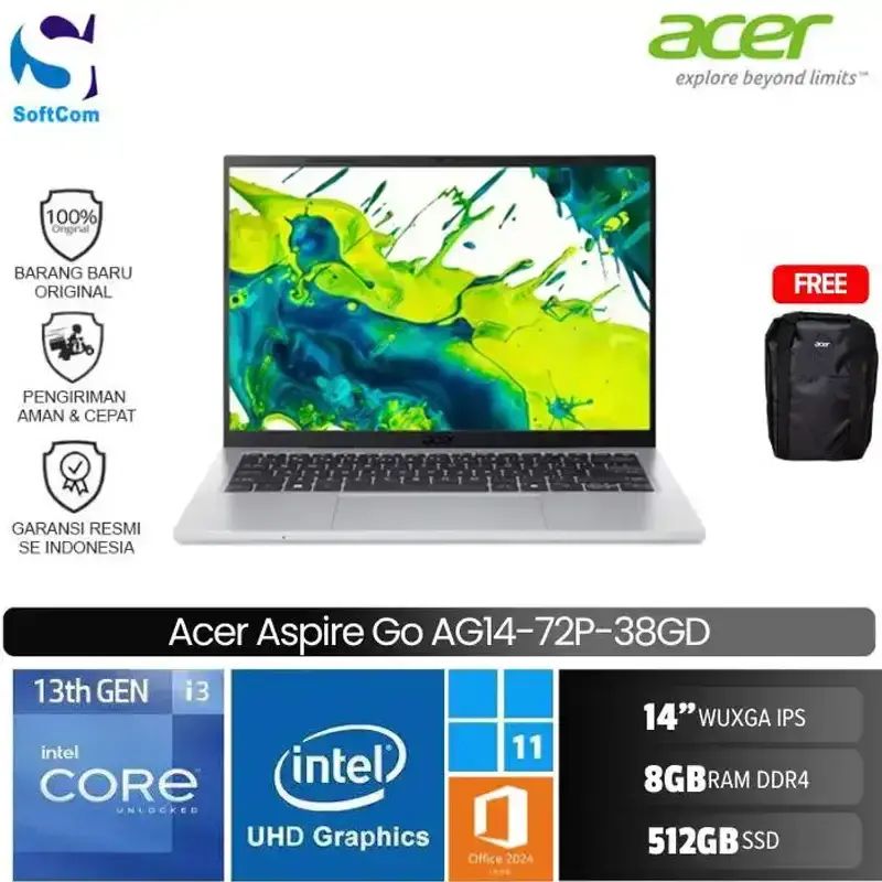Jual Acer Aspire Go Ag14 72p 38gd I3 1315u/8gb/512gb Ssd/14 Wuxga Ips ...