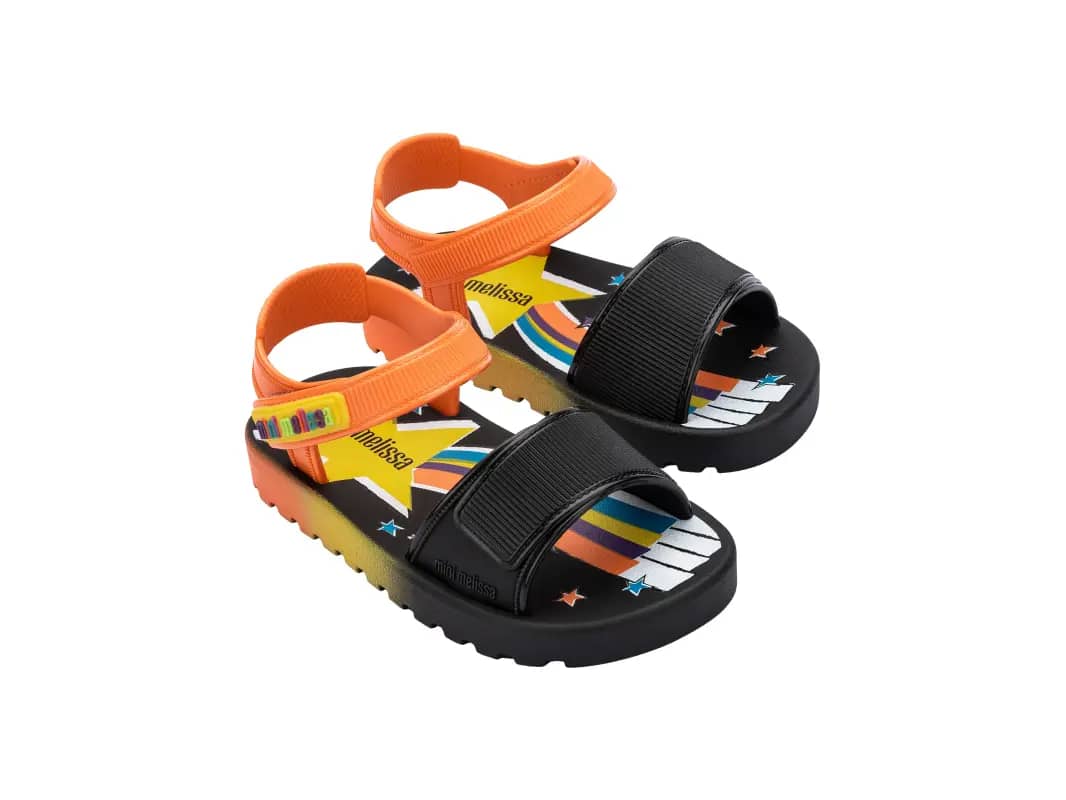 Mini Melissa FW25 Colors Bb Black/Orange Sepatu Anak Perempuan (37105BQ4500)