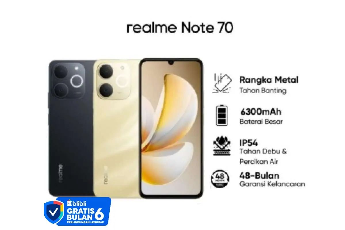 Jual Realme Note 70 (4/64gb) (4/128gb) - Beach Gold 4gb+8gb*|64gb