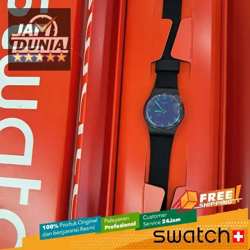 Promo Jam Tangan Wanita Swatch Original Rubber Black Navy Swatch 