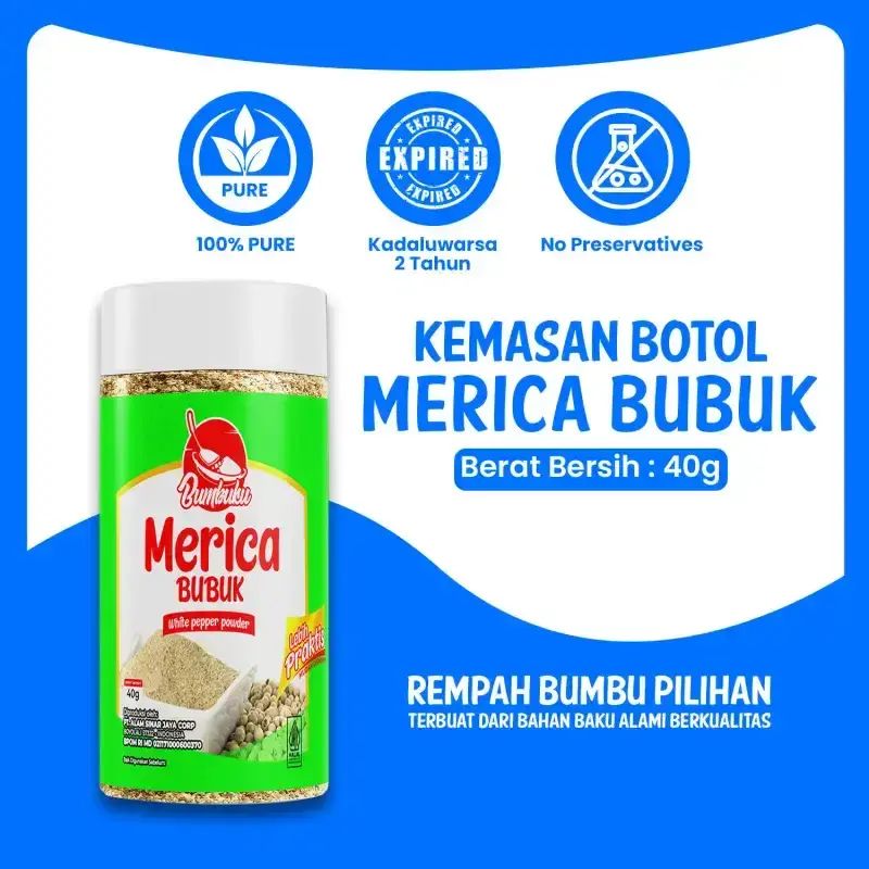 Promo Bumbuku Merica Lada Bubuk Kemasan Botol 40 Gram / Bumbu