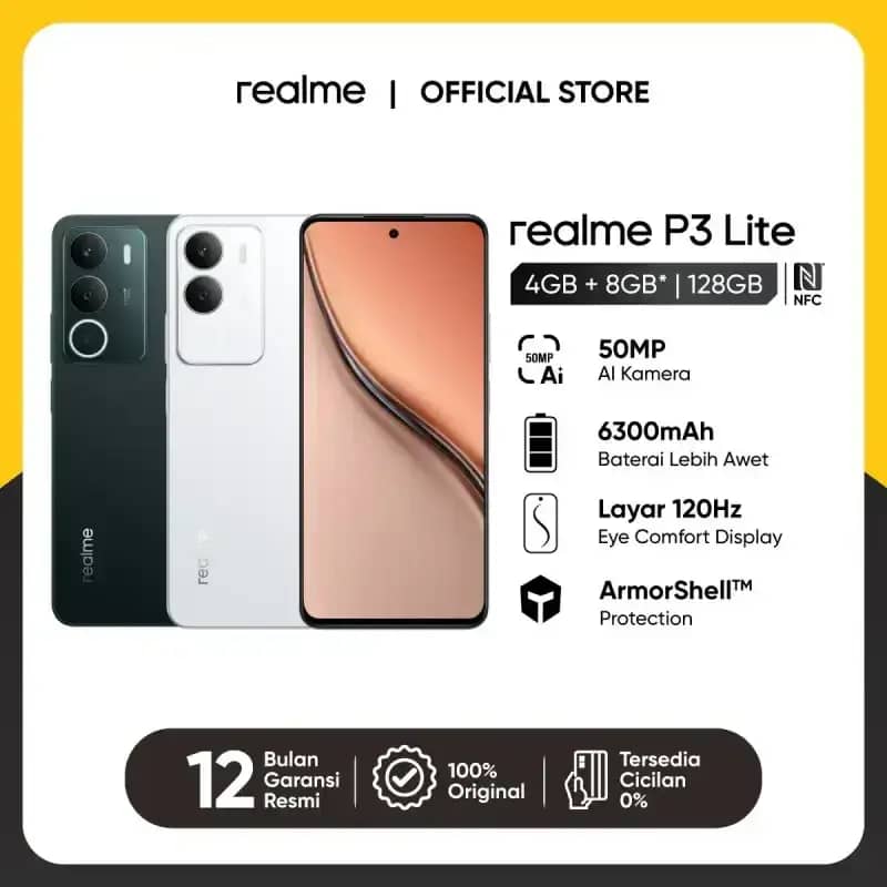 Promo Realme P3 Lite 4gb+8gb*|128gb (6300mah Battery | Super Light