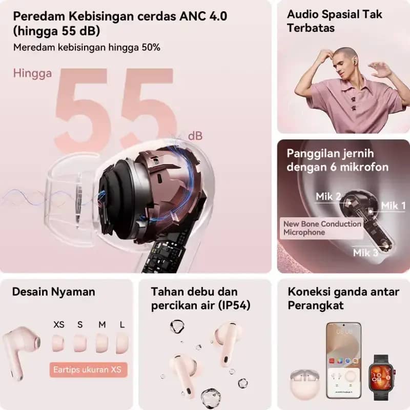 HUAWEI FreeBuds Pro 3, Hi-Res Dual Driver Sound System, Intelligente ANC 3.0, kristalhelder geluid, 31 uur lange batterijduur,Stijlvol Ergonomisch design,Compatibel met Android en iOS, Silver Frost HUAWEI FreeBuds Pro 3, Hi-Res Dual Driver Sound System, Intelligente ANC 3.0, kristalhelder geluid, 31 uur lange batterijduur,Stijlvol Ergonomisch design,Compatibel met Android en iOS, Silver Frost