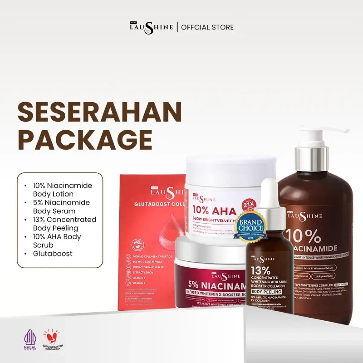 cara pakai l glutathione moist whitening lotion Promo Laushine - Seserahan Package - Body Serum + Body Pump + Glutaboost Colla-c7000 + Body Scrub + Skin Booster Body Peeling 13% Concentrated Diskon 31% Di Seller New Laushine Beauty Flagship Store - Cinangka, Kab. Bogor antienvejecimiento