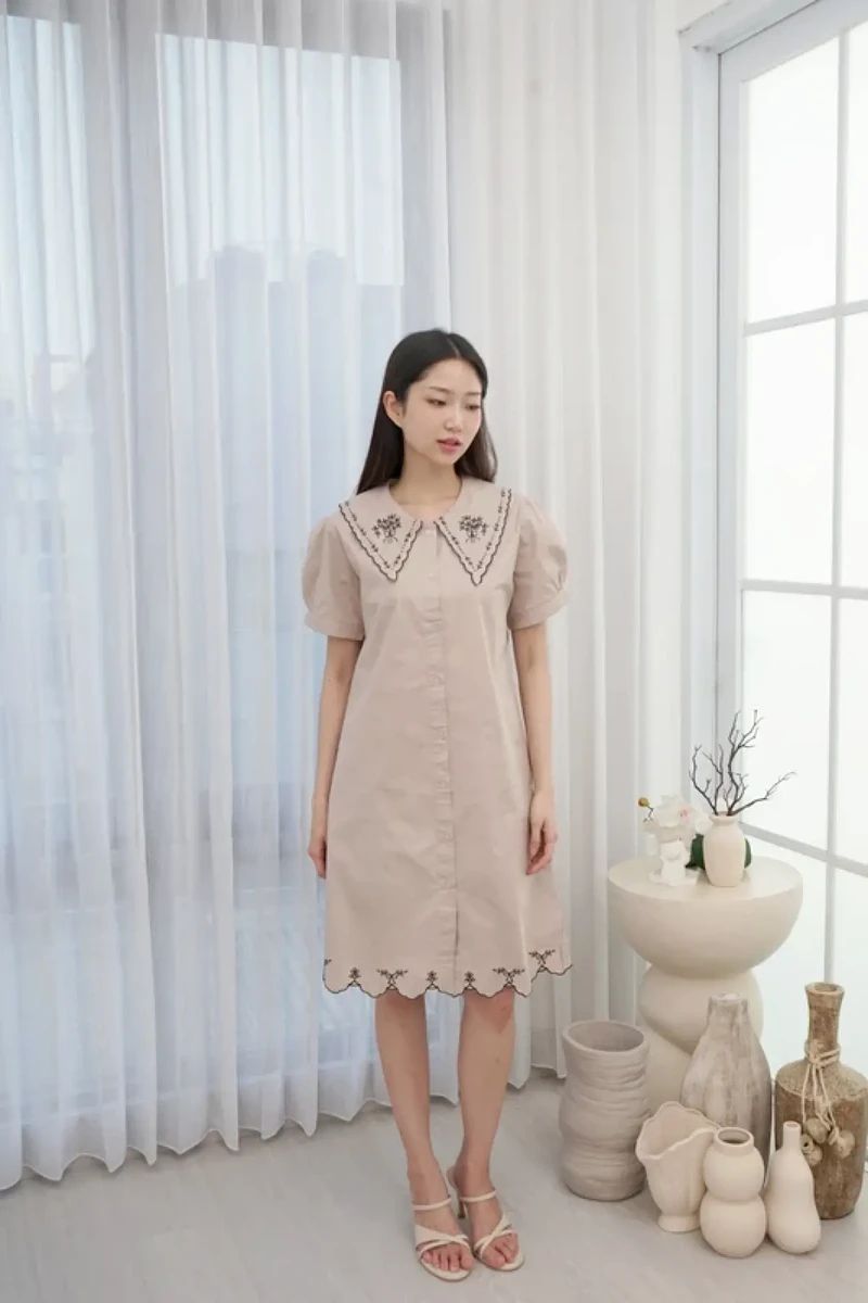 midi dress kancing tangan 3 Momelca side pockets midi dress kancing tangan 3