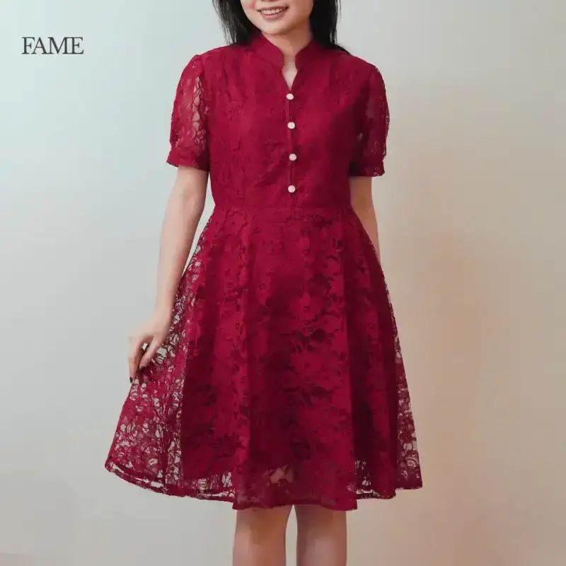 chinese dress ladies Long 3/4 Sleeve Mother of The Bride Lace Dress