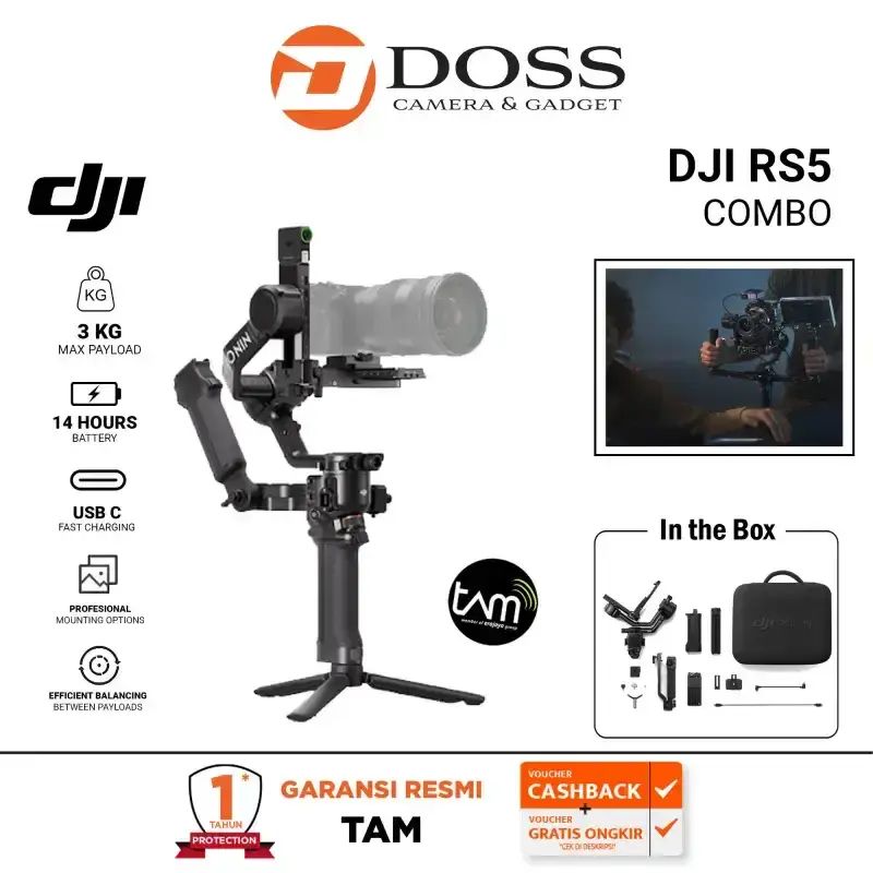 Jual Dji Rs 5 Gimbal Stabilizer Camera Dji Rs5 Combo Rs-5 Gimbal Kamera ...