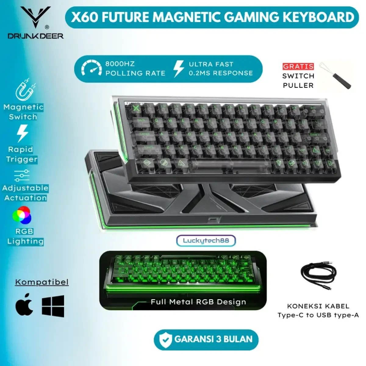 Promo Drunkdeer X60 Future Magnetic Keyboard Gaming Rapid Trigger 