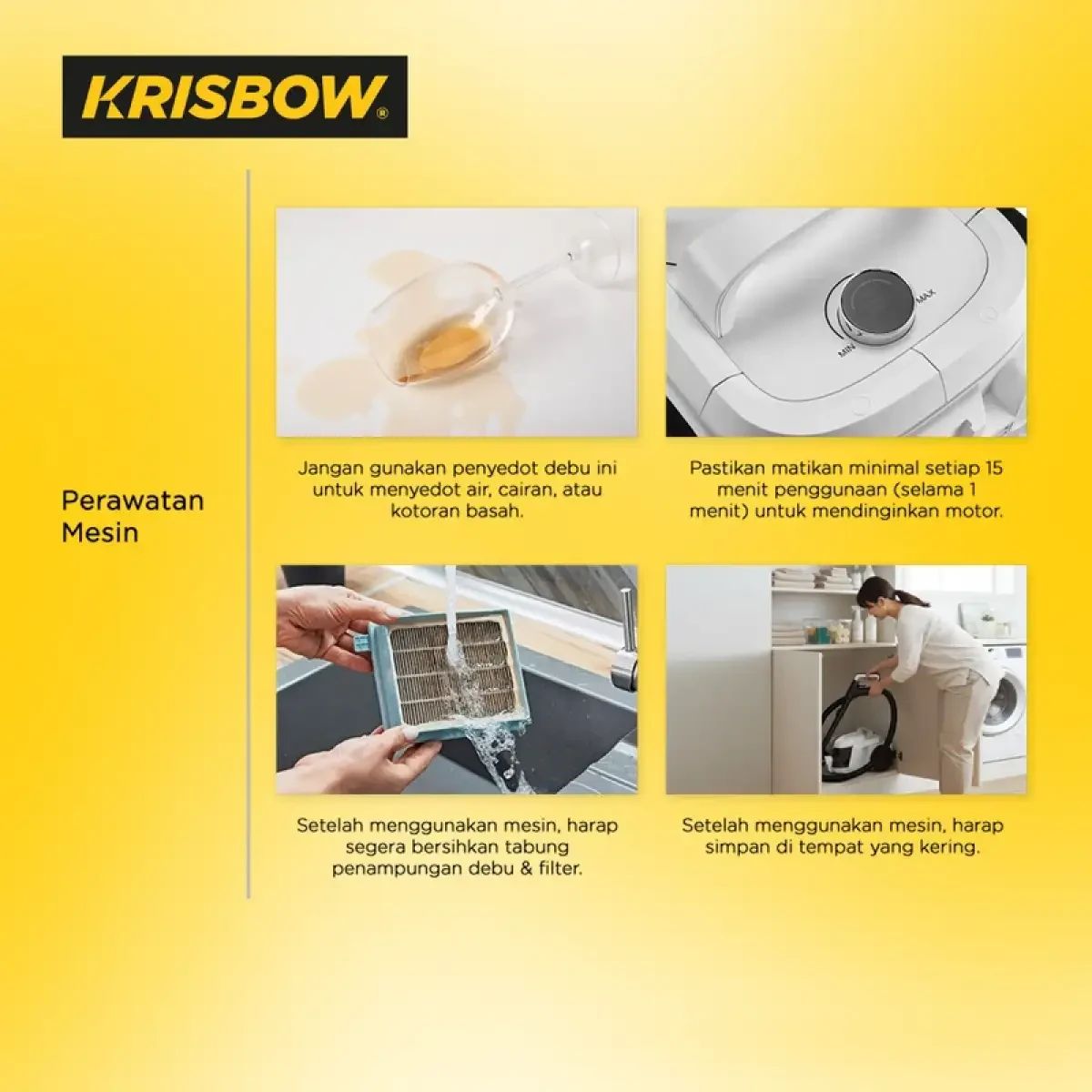 Krishbow Rhea Promo Krisbow Vacuum Cleaner Dry Cyclone 2 Ltr 1000 Watt Frvcdy2c ...