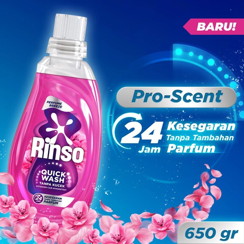 Promo [baru] Rinso Quick Wash Botol Detergen Cair Pro-scent 650g - Baju ...