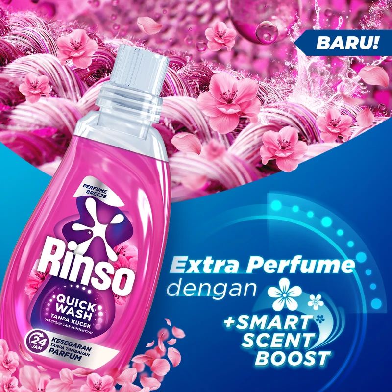 Promo [baru] Rinso Quick Wash Botol Detergen Cair Pro-scent 650g - Baju ...