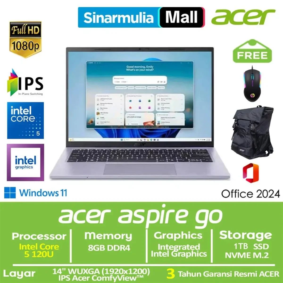 Promo Acer Aspire Go 14 Ag14-72p Core 5 120u 512gb Ssd 8gb Wuxga Ips ...
