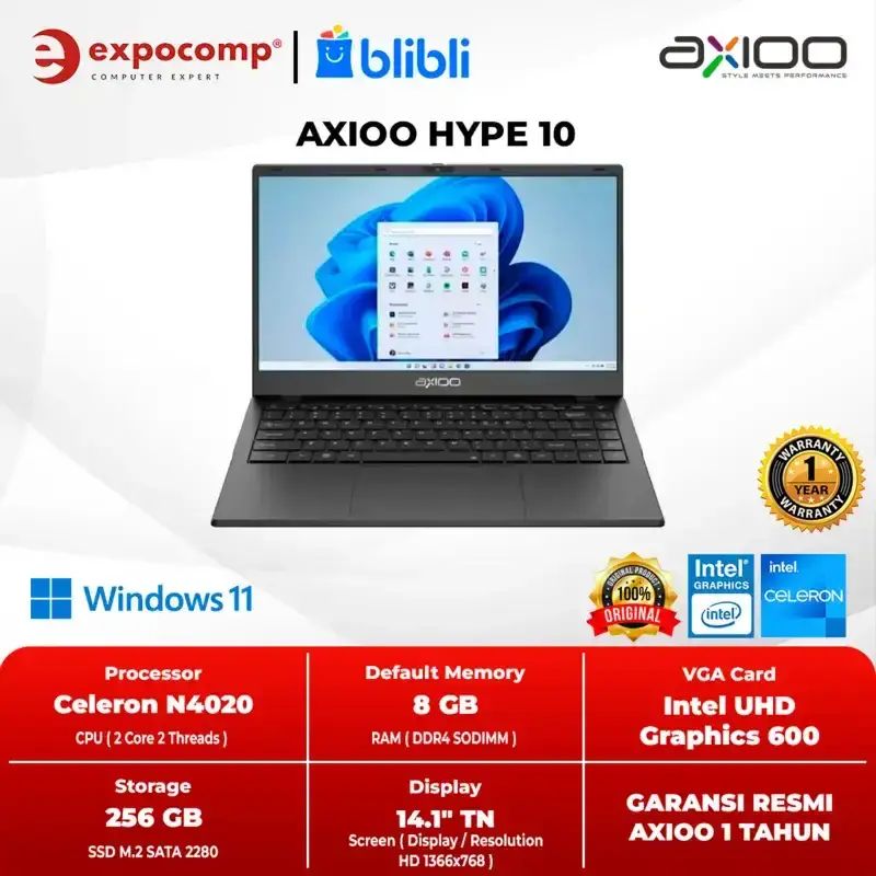 Jual Laptop Axioo Hype 10 Intel Celeron N4020 8gb 256gb Dos / Win 11 ...