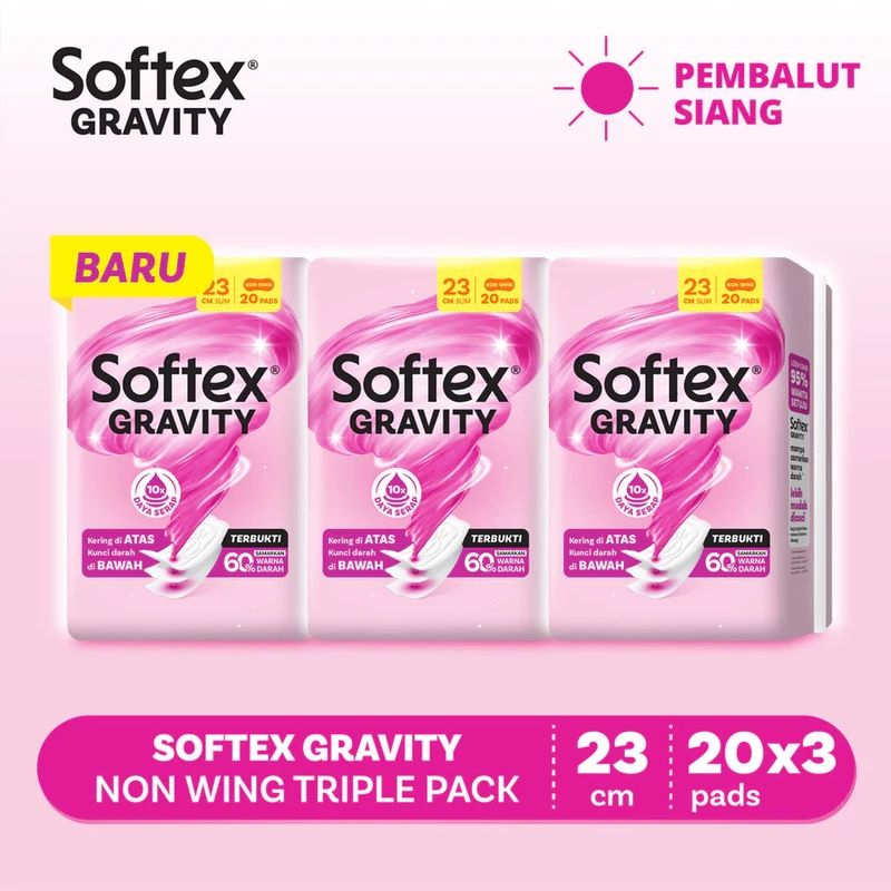 Softex Mini Promo Softex Gravity Non Wing 23cm 20 Pads Triple Pack Diskon 5% Di ...