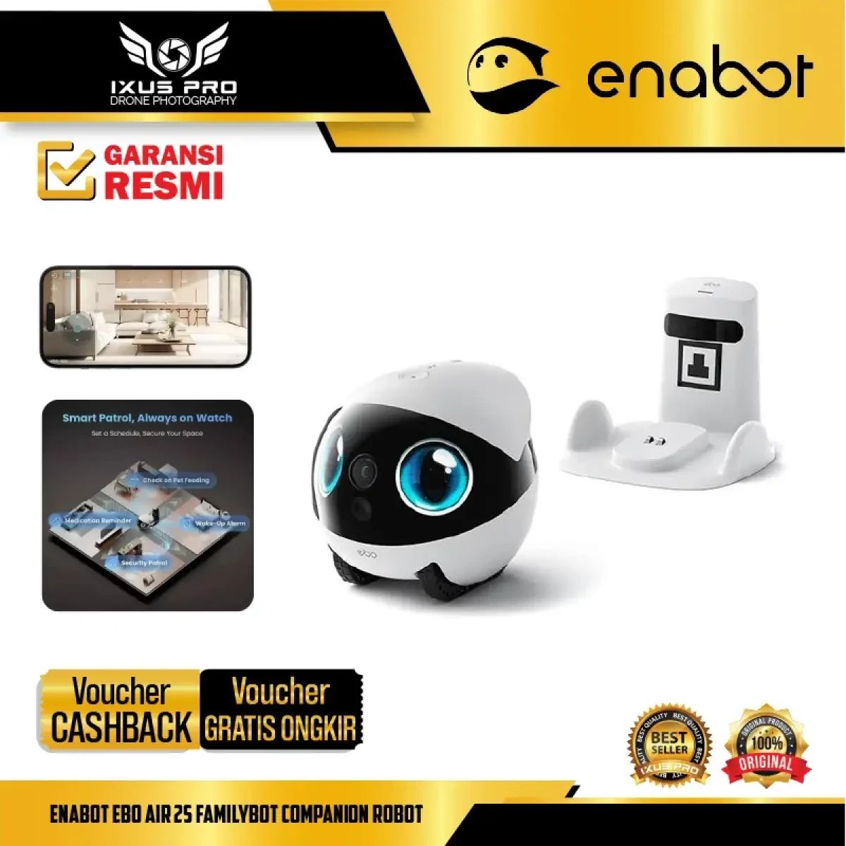Jual Enabot Ebo Air 2s Familybot Companion Robot 2.5k Cctv Camera With ...