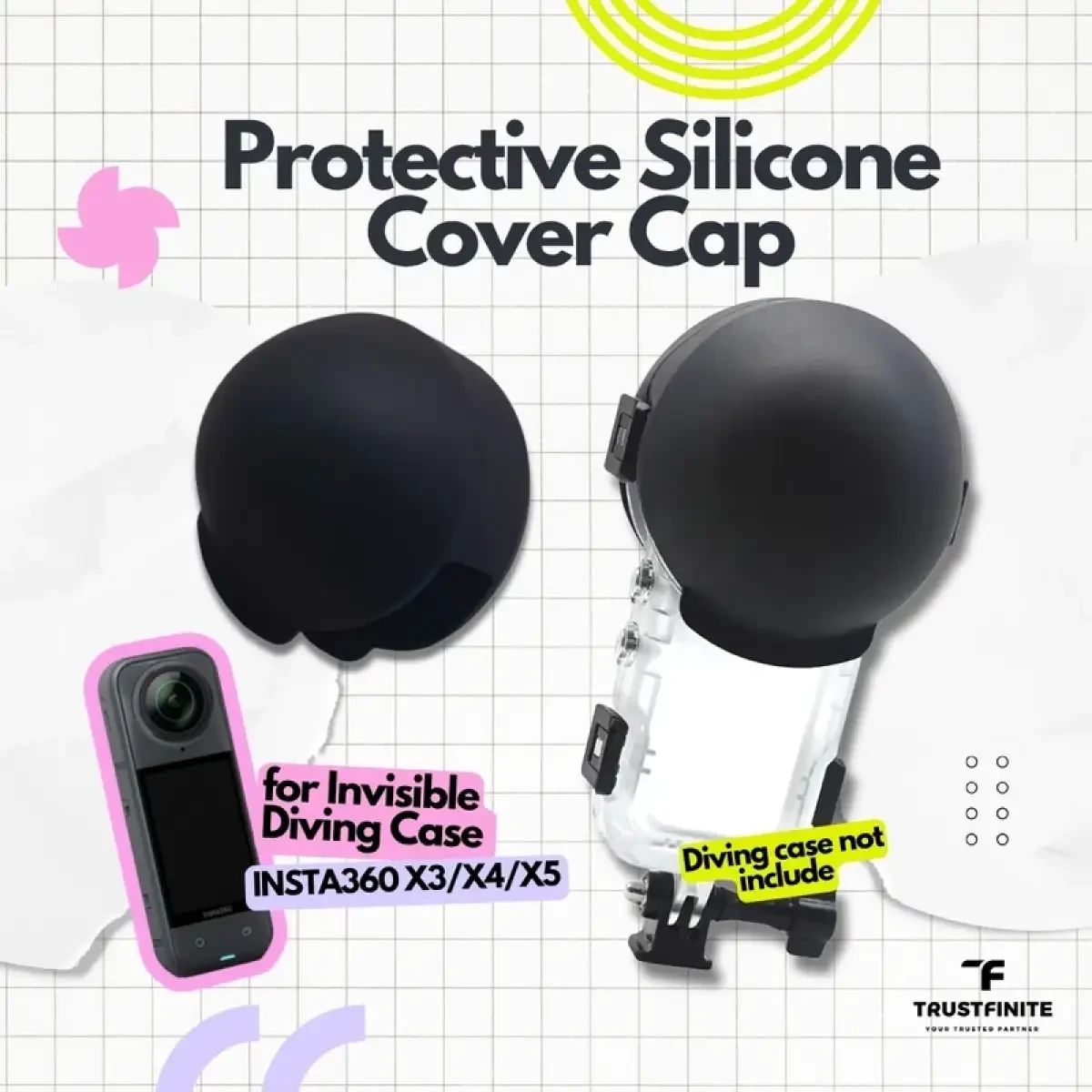 Jual Protective Silicone Cap Invisible Waterproof Case Insta360 X5 ...