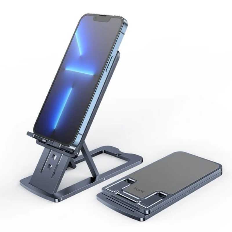 Liftable Foldable Phone Holder Stand HP di Meja Folding Desktop Hitam  (lipat masuk kantong foto 2)