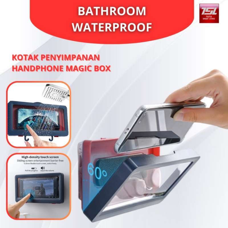 Bathroom Waterproof Kotak Penyimpanan Handphone Tahan Air Holder Case  Hitam