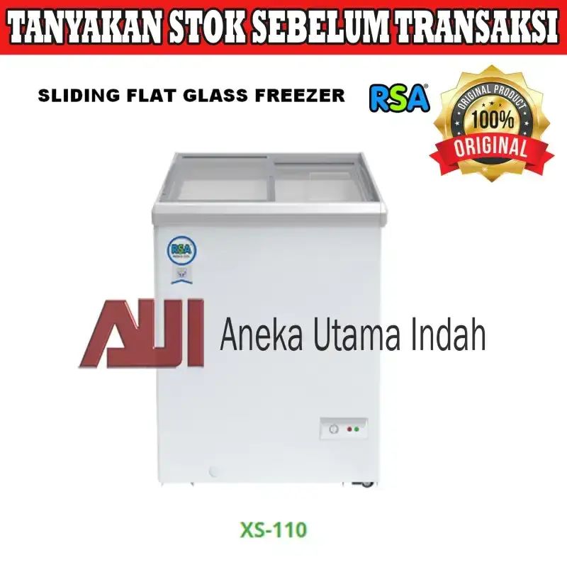 Jual Rsa Xs-110 Kulkas Pemajang Es Krim Sliding Flat Glass Freezer Box ...