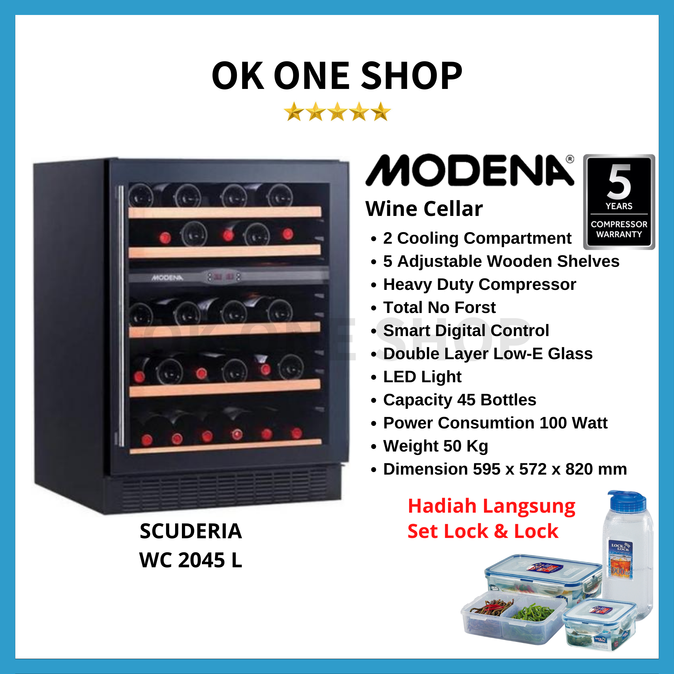 Jual Modena Scuderia Wc 2045 L Wine Cooler Wine Cellar Di Seller Ok