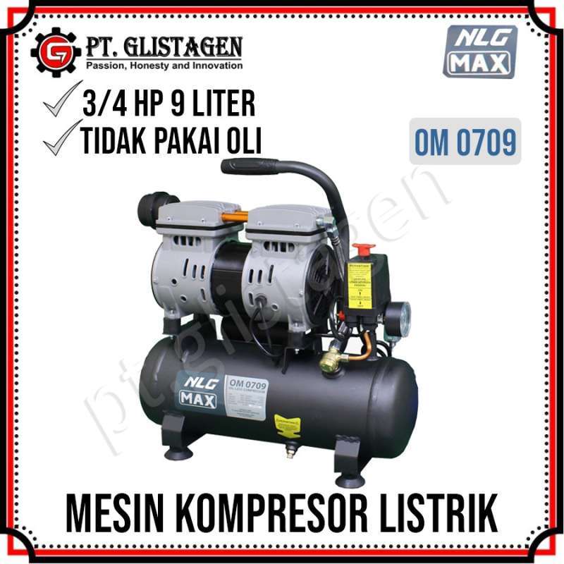Promo Mesin Kompresor Angin Listrik Nlg Max Oilles Silent 3/4hp 9l Om ...
