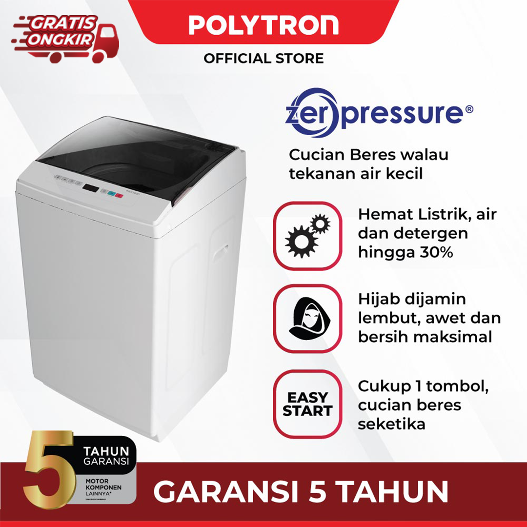 Promo Polytron New Zeromatic Automatic Washing Machine 9.5 Kg Paw 9527x ...