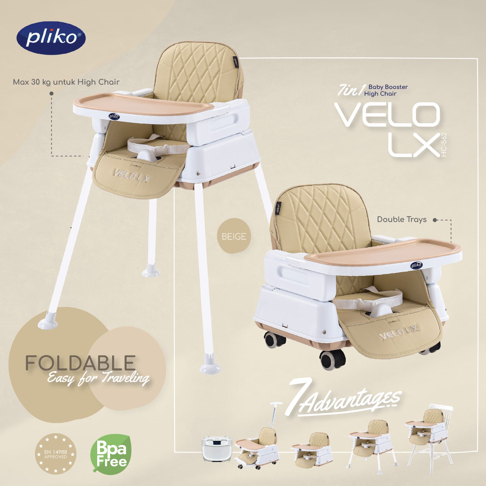 Promo ABC Pliko HC 562 VELO LX Baby Booster High Chair Beige
