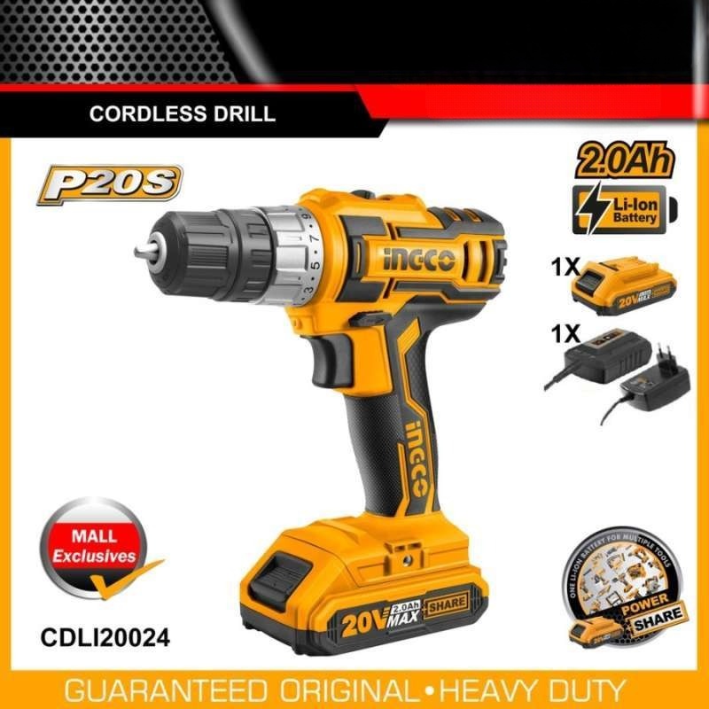 Jual Ingco Cdli20024 Mesin Cordless Drill 20v Mesin Bor Baterai