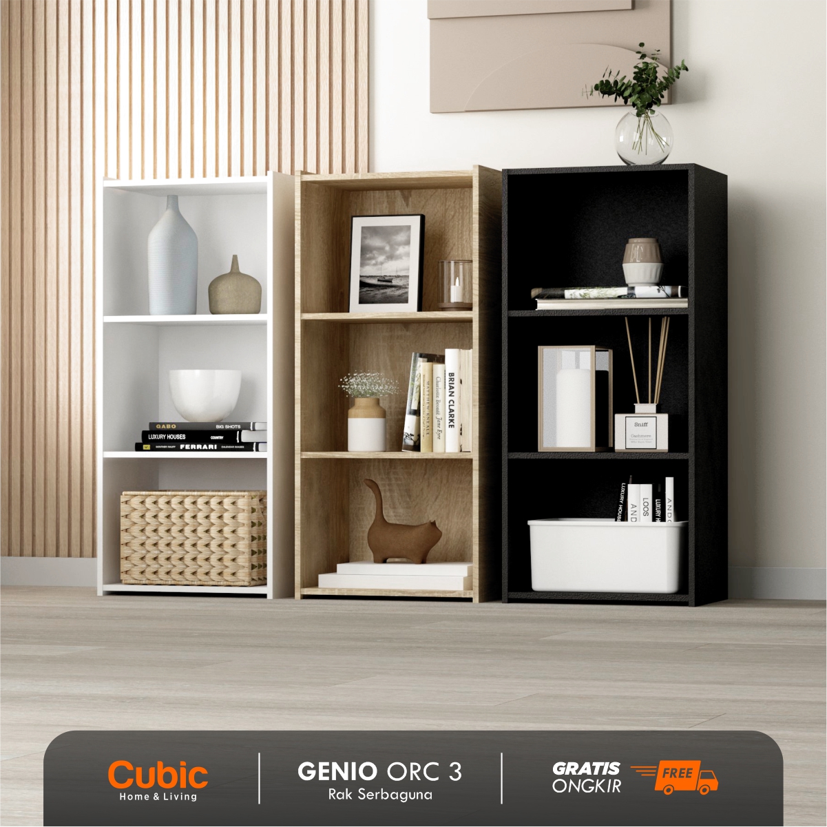 Jual Cubic Rak 3 Susun Minimalis / Lemari Buku Serbaguna / Genio Orc 3
