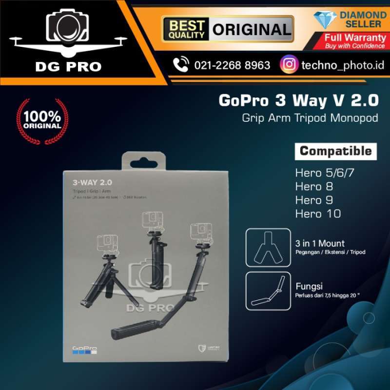 Monopod 3way ORIGINAL Tongsis 3-Way Gopro Hero7,Hero black,Hero6 black  ORIGINAL 100%