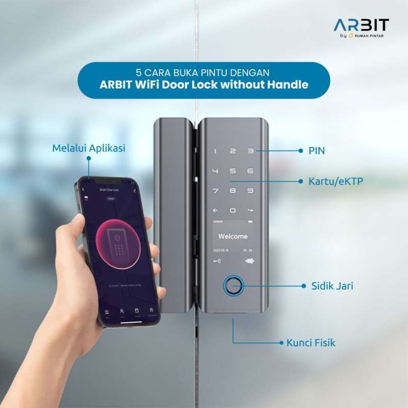 Promo Arbit Wifi Door Lock Without Handle Kunci Pintu Pintar Kaca Grey ...